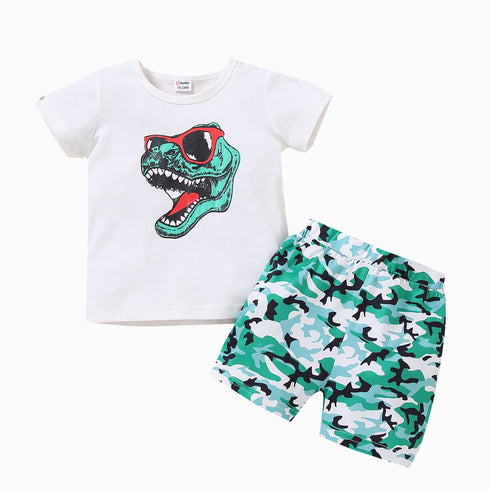 Summer Children's Dinosaur Short Sleeve Shorts Set